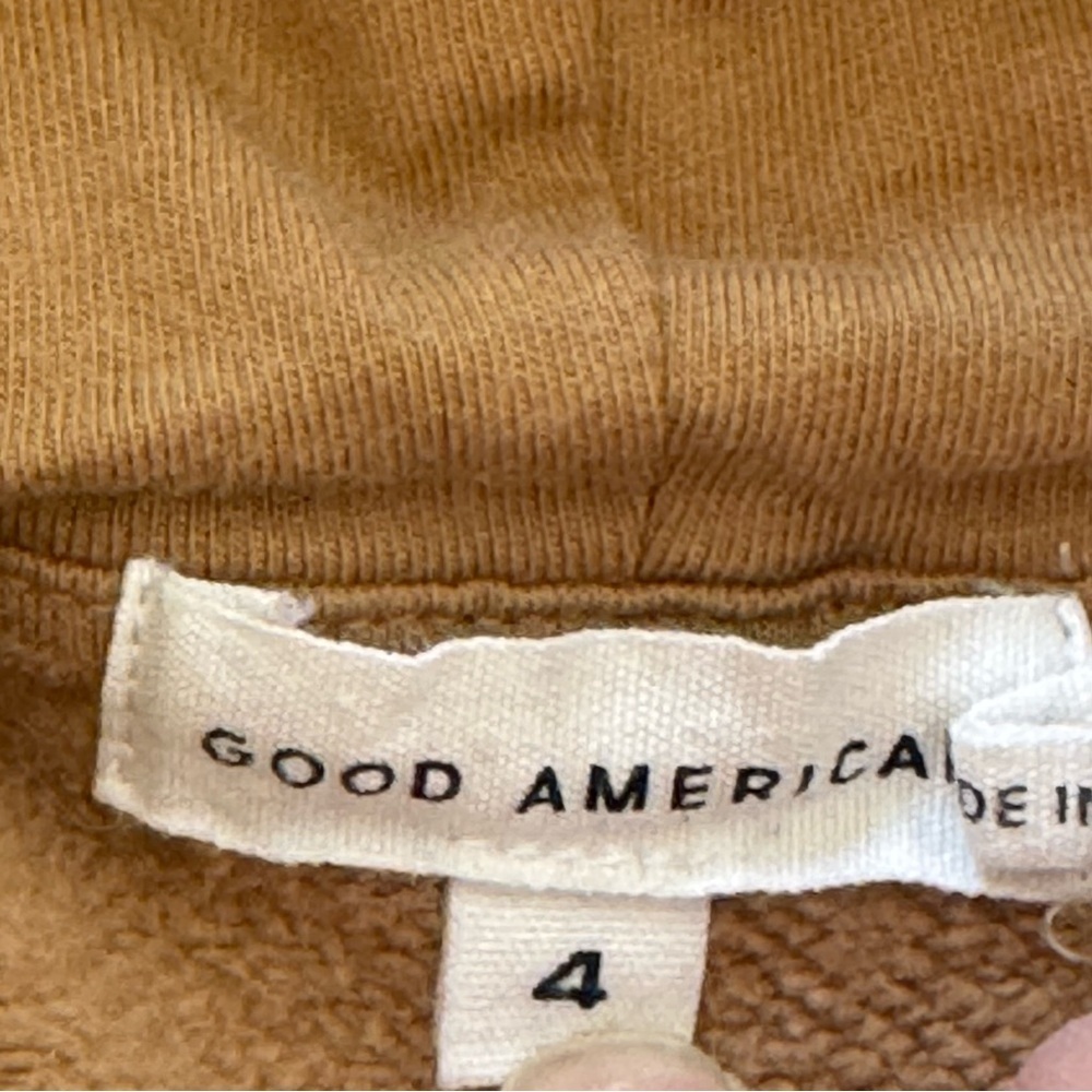 Good American Brown Cropped Hoodie Sweatshirt Womens Sz XL (4) - Picture 3 of 3